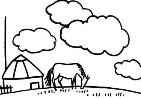 简笔画娃娃大草原