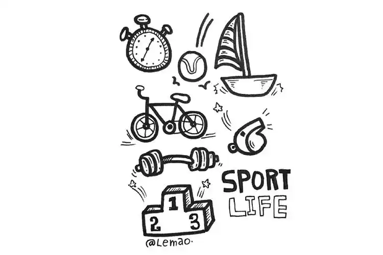 一组体育用品简笔画图片