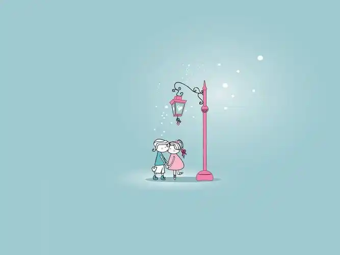 壁纸,爱情,卡通,路灯