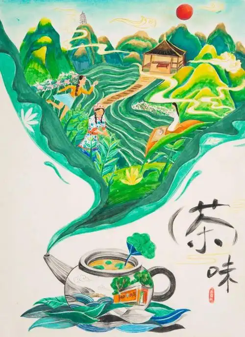 天台山艺术空间云端悦展┃茶为国饮天台县中小学生书画展美术篇下卷