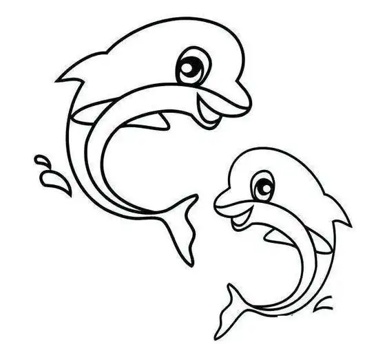 儿童海豚简笔画带颜色搭配