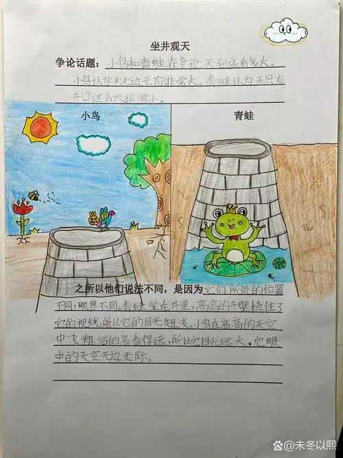 二年级寓言故事手抄报《坐井观天》