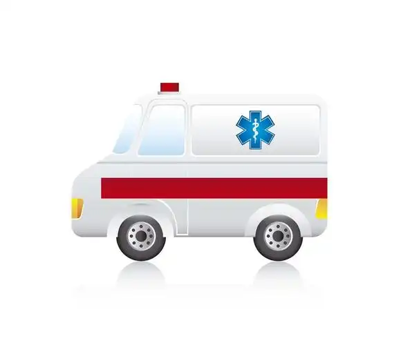 救护车,救护车卡通与白色背景阴影.矢量