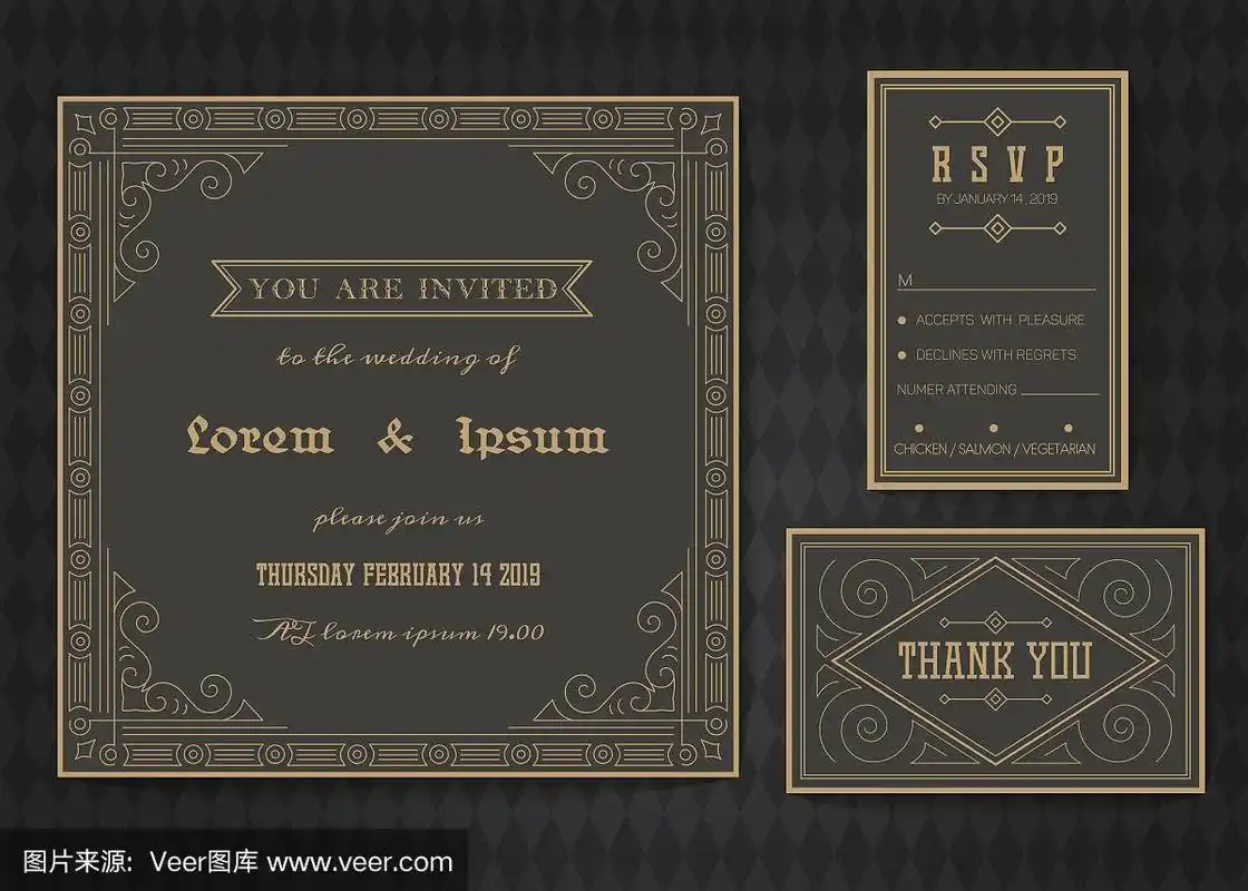 wedding invitation card vector template .