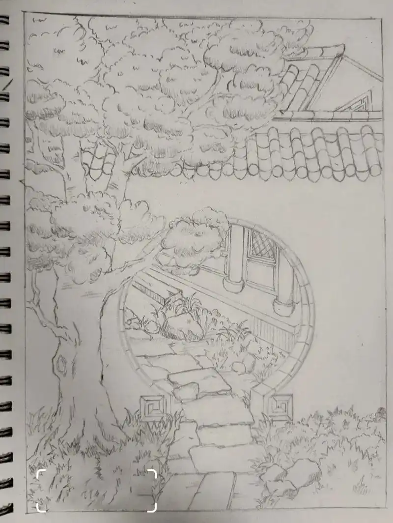 来画一个古风的小院,第一次尝试7014  不是专业的,阴影还不会加