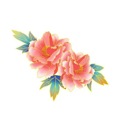 红色手绘卡通小清新牡丹花花卉元素png素材