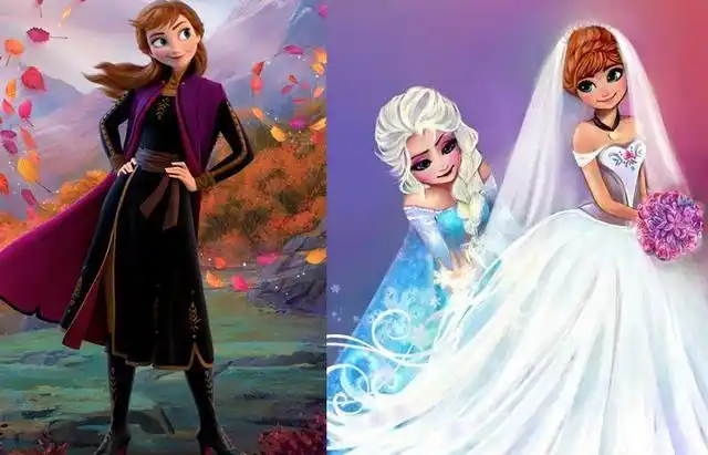 当迪士尼公主披上婚纱,艾莎的婚纱皇冠很惊艳,梅莉达显得很高贵