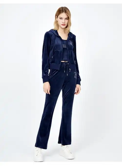 juicycouture橘滋奢品女装2022春季新款天鹅绒短外套女藏青s