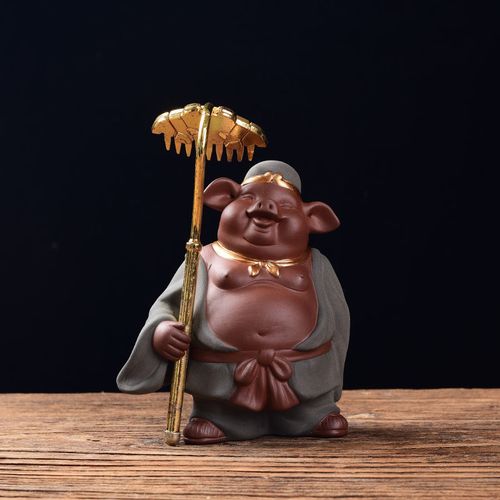 精品紫砂茶宠可养悟空鱼缸水族造景摆件哪吒猪八戒陶瓷家居摆件