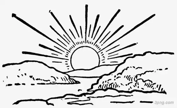 简笔画日出png素材透明免抠图片其他元素