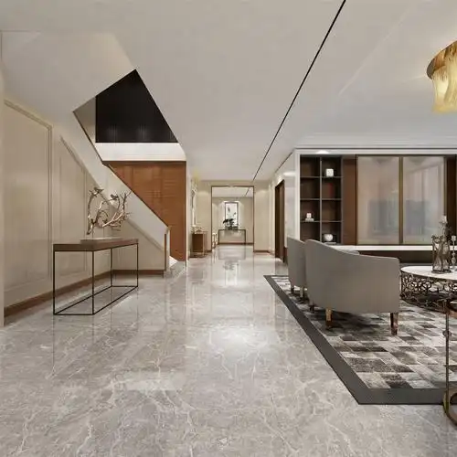 灰色纹理大理石地板装饰阳台玄关装修效果图