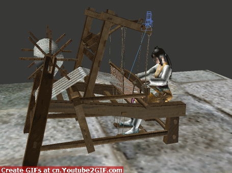 古代织布机 有动画