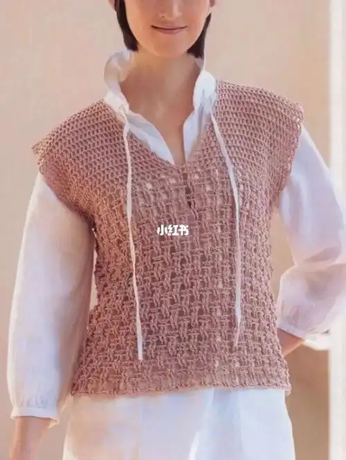 钩针编织镂空花样秋季叠穿背心‖附图解