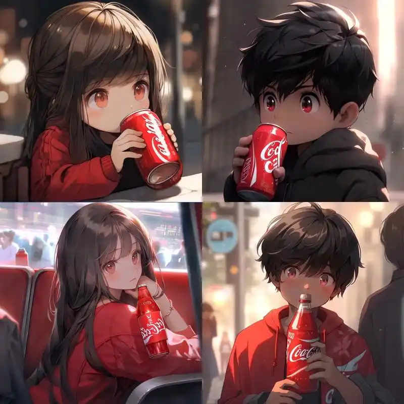 你爱喝可乐吗71送你一组可乐情侣头像,附咒语 咒语(女生版):chibi