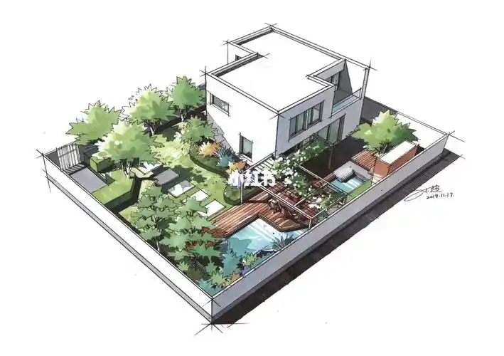 建筑屋顶花园手绘马克技法超经典收藏起来