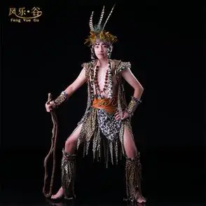 印第安人服装原始部落演出服饰非洲服装野人衣服同款仿兽牙项链