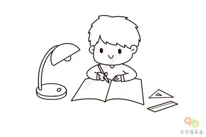 正在写作业的小朋友简笔画