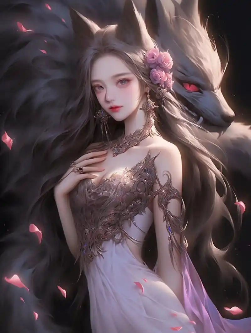 九尾黑狐是不是别有一番风味 9图头像壁纸 粉色九尾狐是妩媚柔情,那