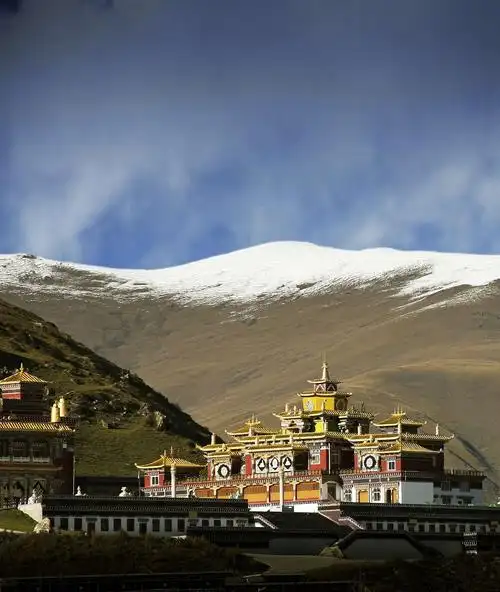 佐钦寺:雪山下的金殿群
