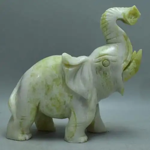 天然岫玉大象摆件辽宁岫岩玉雕走向成功玉石玄关玉器 18号(一对)