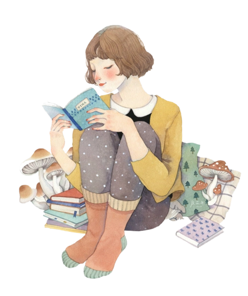 看书的女孩-png
