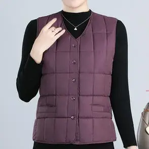 羽绒棉马甲女中老年加肥大码特体棉坎肩奶奶居家内穿小马夹妈妈装
