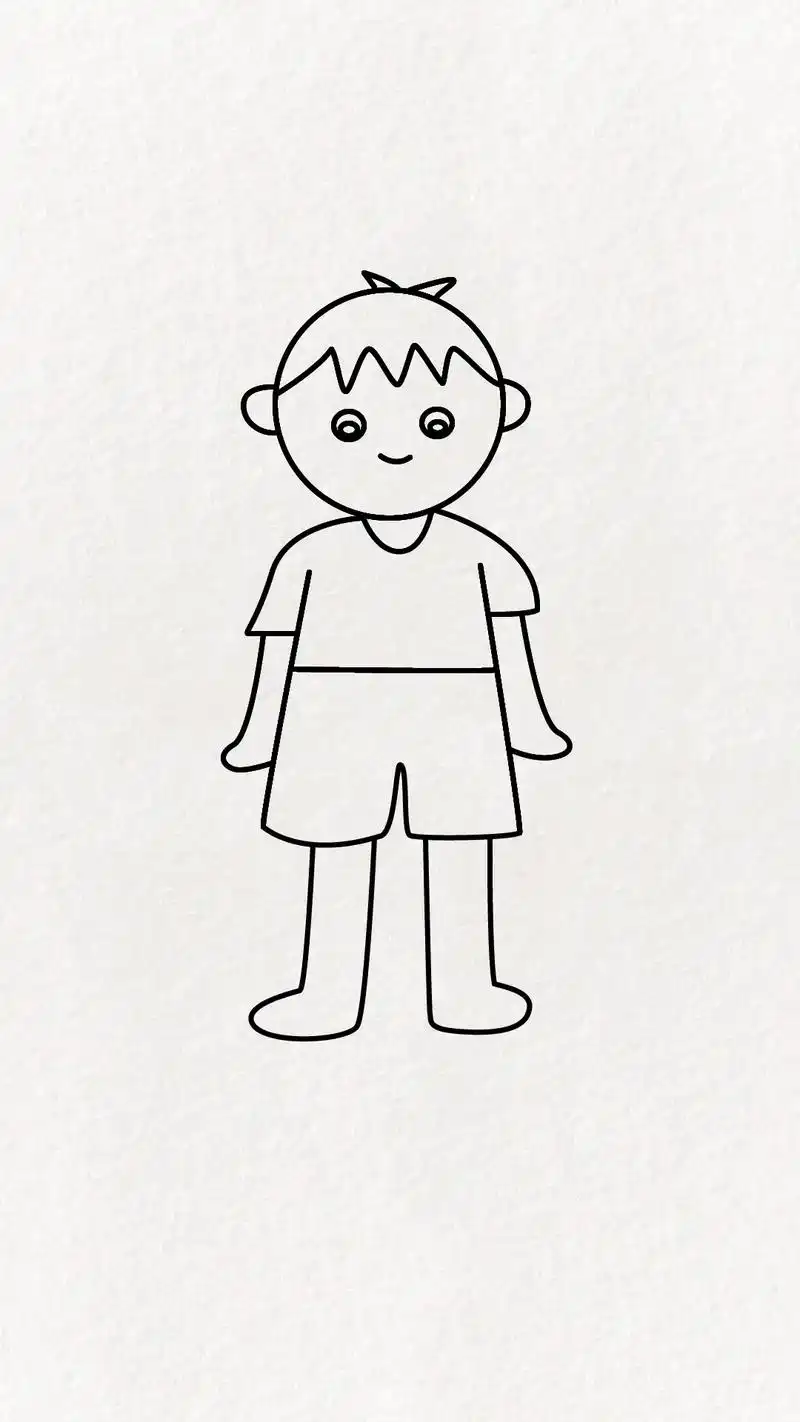 教你画一个可爱的小男孩非常简单哦