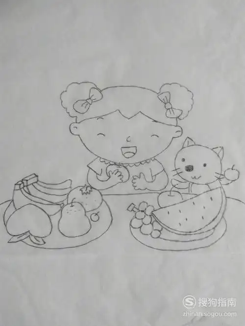 简笔画宝宝吃水果的画法优质