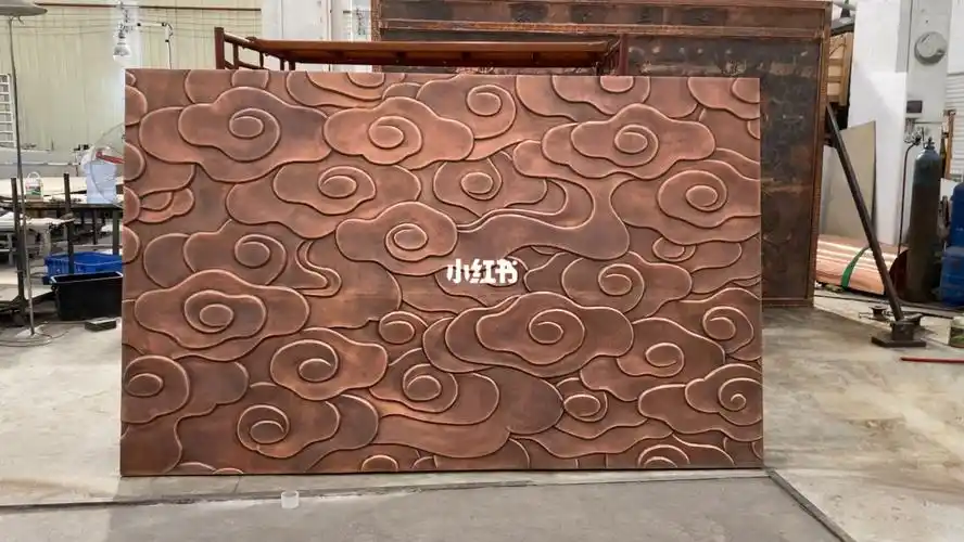 手工锻打纯铜祥云图案壁画紫铜浮雕祥云壁画