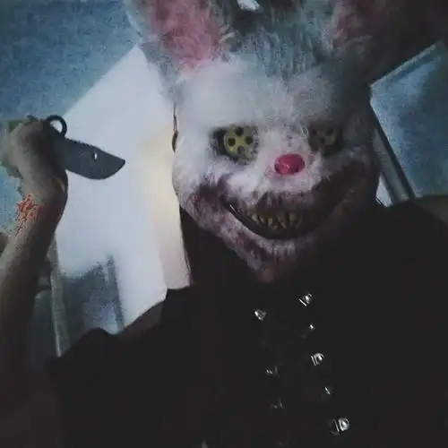 抖音同款血腥兔子面具毛绒cos万圣节恐怖兔人面具对可爱动物面具 血腥