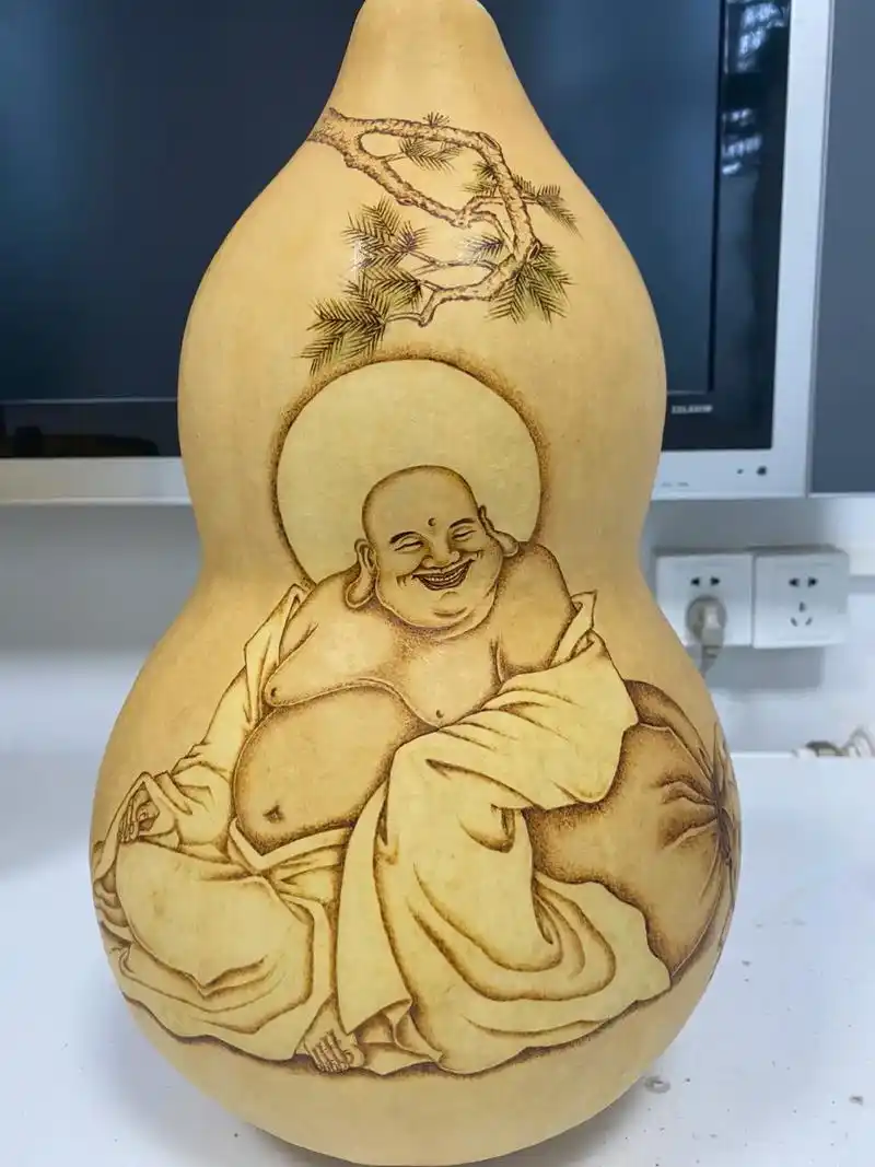 葫芦烙画掐丝弥勒佛 - 抖音