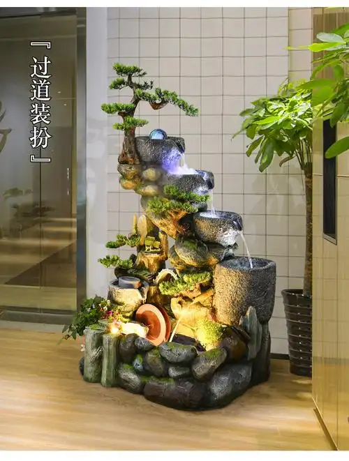 树脂假山流水喷泉小型鱼池阳台户外花园转运招财庭院循环造景摆件