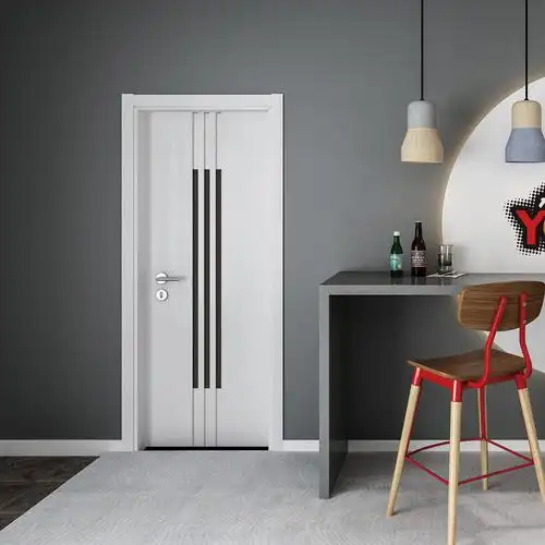 新款现代简约黑色线条复合实木拼接门实用免漆房门卧室门平开门