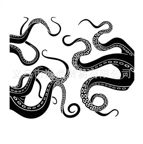 章鱼海洋生物剪影图案 自粘可移除 pvc墙贴 贴纸外贸货源装饰浴室