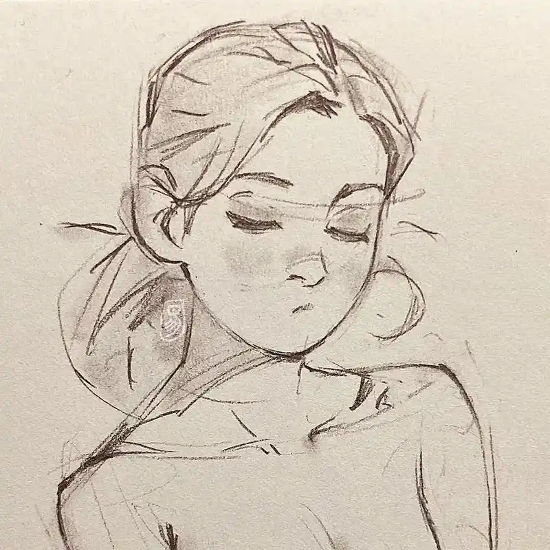 人物速写,一些头部表情练习07.