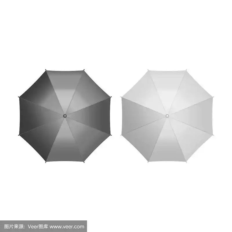 一组伞顶视图孤立在白色背景.矢量插图.