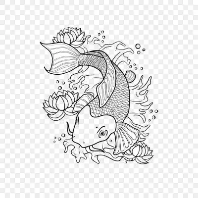 矢量黑色鲤鱼
