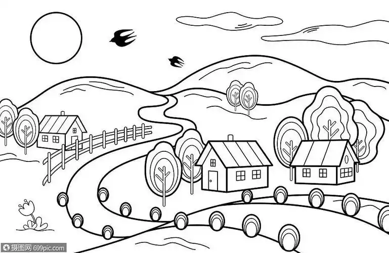 简笔画美丽的乡村怎么画风景简笔画简笔画大全乡村美景简笔画手抄报