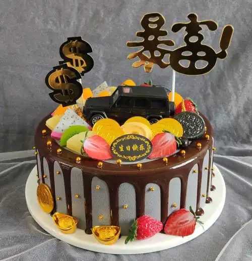 仿真水果蛋糕模型流行新款皇冠蛋糕网红汽车网红抖音生日蛋糕模型