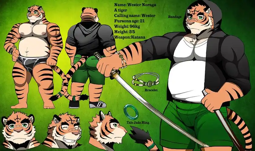 兽设设定图 狮 兽人 furry 要壮要肌肉 - 米画师