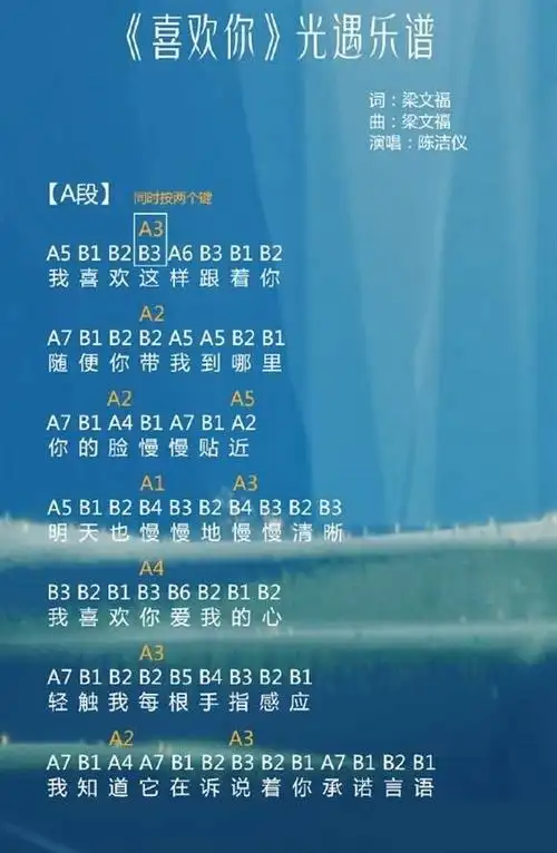 光遇喜欢你乐谱分享