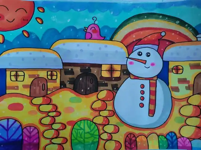 冰雪为主题的儿童画作品