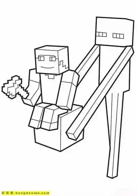 10张我的世界末影人卡通涂色图片下载-红豆饭小学生简笔画大全