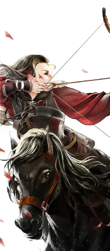 木兰骑马射箭的古风图片