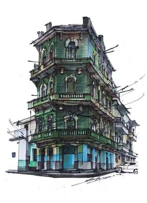 上海老洋房民居手绘