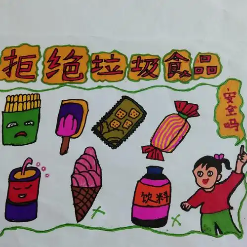 安塞实验小学美术社团——"食品安全〃绘画大赛