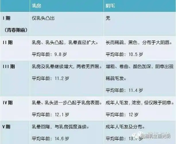 5岁阴毛:12岁初潮:12.