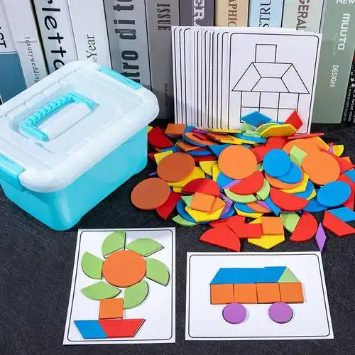 智力幼儿童七巧板拼图玩具3456岁宝宝益智男女孩几何图形积木七巧板