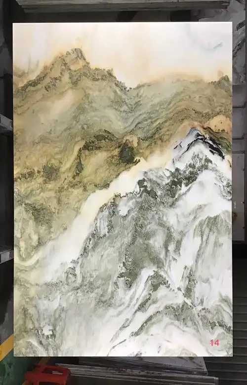 天然山水画电视沙发背景天然石材山水画山水纹大理石背景墙
