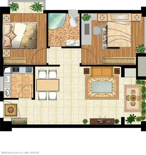 关键词:室内彩色平面图 psd分层 室内彩色平面 家装 室内设计 小户型